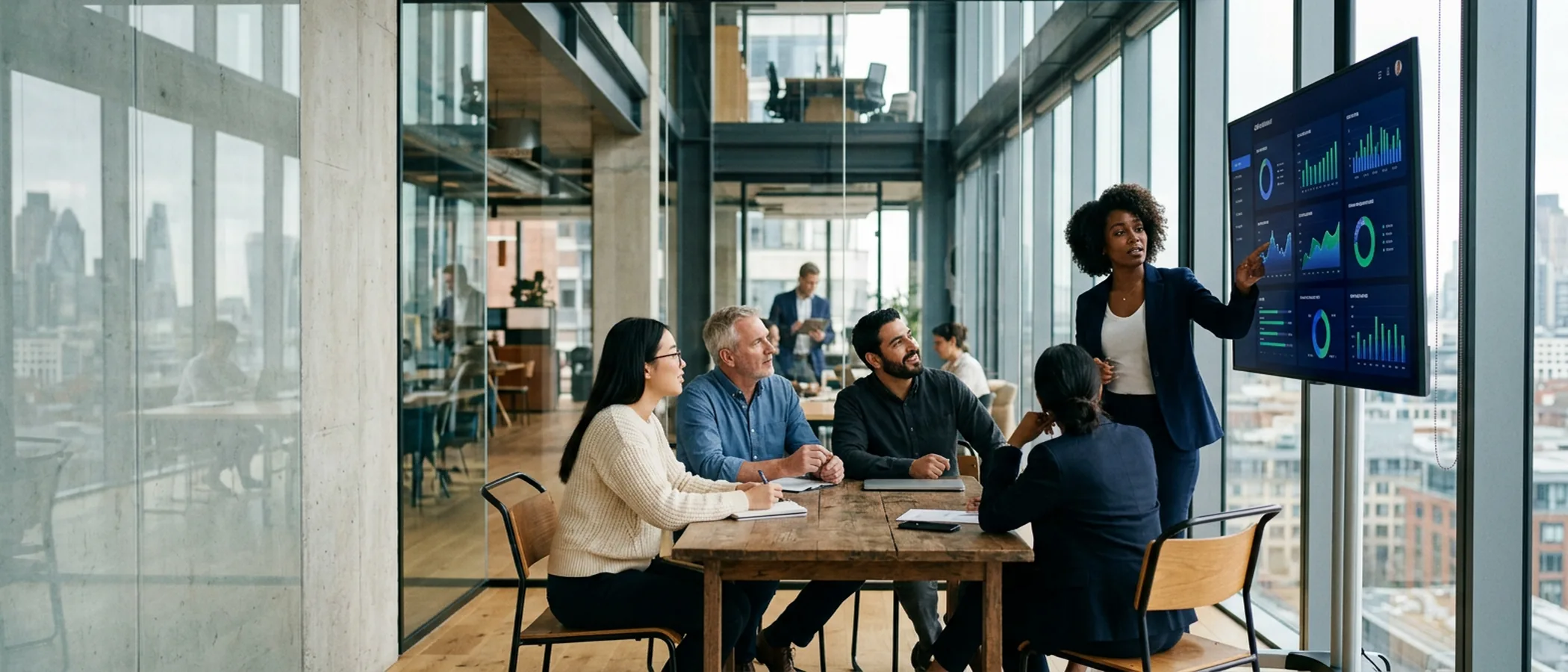 Consultants collaborating in a bright office — illustrative image